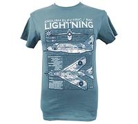 The Wooden Model Company Ltd English Electric Lightning RAF (Kuwait Air Force)(Royal Saudi Air Force) MACH 2 Fighter/Interceptor Aircraft Blue Blueprint T-Shirt Design (Blue, XL)