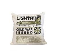 The Wooden Model Company Ltd English Electric Lightning RAF (Kuwait Air Force)(Royal Saudi Air Force) MACH 2 Fighter/Interceptor Aircraft Cushion (46x46 cm Inner Included).