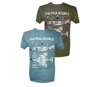 The Wooden Model Company Ltd F-4 Phantom II - Aircraft/Military T Shirt with Blueprint Design Olive Green