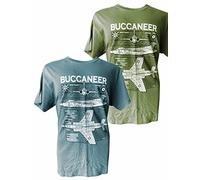 The Wooden Model Company Ltd Victor/Military T Shirt with Blueprint Design. Olive Green
