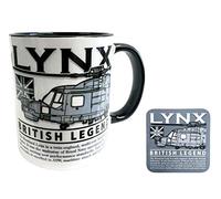 The Wooden Model Company Ltd Westland Lynx British Army, Royal Navy, German Navy Military Helicopter Mug and Grey Coaster Set.