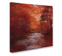 The Woodland Stream Canvas Print | Gallery Wrapped 30mm Frame Wall Art | 14x14 inches | Ready to Hang | Abstract Landscape Picture | Living Room Bedroom Lounge Office