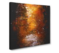 The Woodland Stream Paint Splash Canvas Print | Gallery Wrapped 30mm Frame Wall Art | 20x20 inches | Ready to Hang | Modern Landscape Picture | Living Room Bedroom Lounge Office