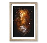 The Woodland Stream Paint Splash Framed Print | A2 Oak Framed Wall Art | Ready to Hang | Modern Landscape Picture | Living Room Bedroom Lounge Office