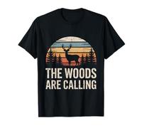 The Woods are Calling Buck Deer Hunting Retro Hunter Forest T-Shirt