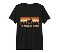 The Woods are Calling Buck Deer Hunting Wildlife Hunter Premium T-Shirt