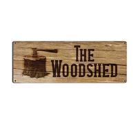 The Woodshed, 5.75 x 15.5 Inch Aluminum Sign, Rustic Decor for Barn, Shed, Out Building, Lean-to, Campfire Pit, Gifts for Lumberjack, Logger, Sawyer, Dad, Grandpa 0616-RK3409-SP