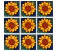 The Woody Backyard | Talavera Tile Hand Painted 2X2 Confeti 25 Pieces Traditional Mexican Talavera Colorful Designs Original Ceramic Mosaic Tile for Home Projects Wall Decorative (Sunflower)