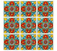 The Woody Backyard | Talavera Tile Hand Painted 2X2 Confeti 25 Pieces Traditional Mexican Talavera Colorful Designs Original Ceramic Mosaic Tile for Home Projects Wall Decorative (Fandango)