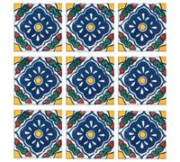 The Woody Backyard | Talavera Tile Hand Painted 2X2 Confeti 25 Pieces Traditional Mexican Talavera Colorful Designs Original Ceramic Mosaic Tile for Home Projects Wall Decorative (CONFETI Yellow)