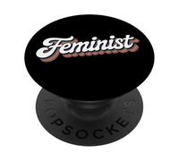 The word Feminist | Retro rainbow design that says Feminist PopSockets Adhesive PopGrip