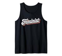 The Word Feminist | Retro Rainbow Design That says Feminist Tank Top