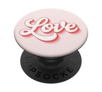 The word Love | Pink retro script design that says Love PopSockets Adhesive PopGrip