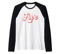 The Word Love | Pink Retro Script Design That says Love Raglan Baseball Tee