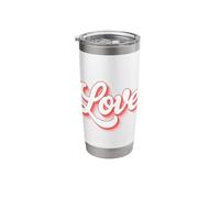 The Word Love | Pink Retro Script Design that says Love Stainless Steel Insulated Tumbler