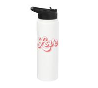 The Word Love | Pink Retro Script Design that says Love Stainless Steel Insulated Water Bottle