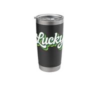 The Word Lucky | A Green Retro Design that says Lucky Stainless Steel Insulated Tumbler