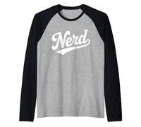 The Word Nerd Retro Script Design | Bold Geeky Aesthetic Raglan Baseball Tee