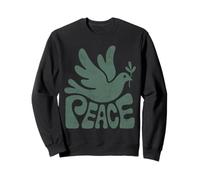 The word Peace Groovy Dove Retro Hippie Design in Green Sweatshirt