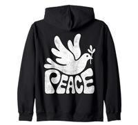 The word Peace Groovy Dove Retro Hippie Design Zip Hoodie