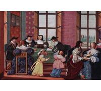The Workings and Signing of the Marriage Contract after a 17th century work by Abraham Bosse. From Modes and Manners published 1935. Poster Print by Hilary Jane Morgan (17 x 12)