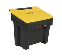 The WORKPLACE Depot 199 Litre Grit Bin, Highly Visible Black with Yellow Lid, Durable Polyethylene Grit Salt Storage Bin with Forklift Recess and Grit Salt Sticker