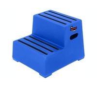 The Workplace Depot 2-Step Plastic Step Stool - Blue Medium-Density Polyethylene, Anti-Slip & Chemical-Resistant, 260 kg Capacity - Ideal for Office, Warehouse & Workshop Use