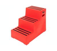 The Workplace Depot 3 Step Plastic Steps - Red Medium-Density Polyethylene Office Step Stool, 630mm Ascent, Anti-Slip Treads, Portable for Offices, Warehouses & Classrooms