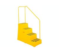 The Workplace Depot 4-Step Plastic Step, Yellow Polyethylene with Slip-Resistant Treads, 260 kg Capacity, Optional Handrail Compatible, Compact Office & Warehouse Access Step (Steps with Handrail)
