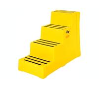 The Workplace Depot 4-Step Plastic Step, Yellow Polyethylene with Slip-Resistant Treads, 260 kg Capacity, Optional Handrail Compatible, Compact Office & Warehouse Access Step (Steps Only)
