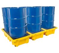 The Workplace Depot 6 Drum Spill Pallet Workstation - Modular & Durable Polyethylene Design, 360L Sump Capacity - Ideal for Industrial, Warehouse & Office Use