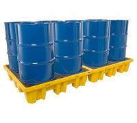 The Workplace Depot 8 Drum Workstation Spill Pallet - Versatile, 480L Sump, Polyethylene Spill Management System for Workshops & Warehouses