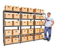 The Workplace Depot Archive Shelving System - 15 Shelves with 30 A4 Archive Filing Boxes - Black