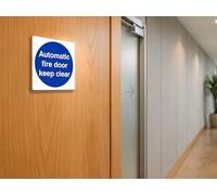 The Workplace Depot Automatic Fire Door Keep Shut Safety Sign, 100x100mm, Self-Adhesive Vinyl/1mm Rigid PVC, Fire Safety Sign for Offices & Warehouses (PVC (Rigid) Pack of 10)