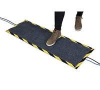 The Workplace Depot Cable Mat - Heavy Duty Nylon with 40mm Cable Channel, Non Slip Rubber Backing, Black and Yellow Hazard Border, UV Resistant Indoor Safety Mat for Workplaces and Homes