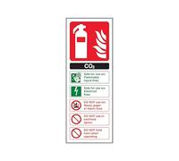 The Workplace Depot CO2 Fire Extinguisher Safety Sign - 280 x 100 mm Portrait, Rigid PVC or Self-Adhesive Vinyl, Non-Glare Sign For Offices, Warehouses & Industrial Sites (PVC (Rigid))