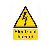 The Workplace Depot Electrical Hazard Warning Safety Sign - 300(H) × 200(W) mm, 1mm PVC or Self-Adhesive Vinyl Safety Sign for Office, Warehouse & Industrial Use (PVC (Rigid))