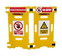The Workplace Depot Elevator Barrier - Foldable Lift Guard with No Entry Sign - Lightweight Yellow Safety Gate for Lift Maintenance, Public Access Control - Covers Openings up to 1300mm