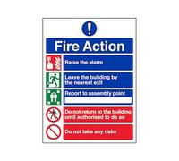 The Workplace Depot Fire Action Notice Mandatory Site Safety Sign - 300 x 200 mm 1mm PVC or Self-Adhesive Vinyl - Fire Safety Signage for Offices, Warehouses and Public Spaces (Vinyl (Self Adhesive))