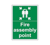The Workplace Depot Fire Assembly Point Fire Exit Sign - 400 x 300 mm Self Adhesive Vinyl or 1mm PVC, High-Visibility Safety Sign for Offices, Warehouses & Construction Sites (PVC (Rigid))