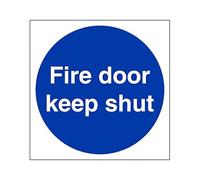 The Workplace Depot Fire Door Keep Shut Safety Sign - 100 x 100 mm Blue/White - Self-Adhesive Vinyl or 1mm Rigid PVC - High-Visibility Sign for Offices & Warehouses (Vinyl (Self Adhesive))