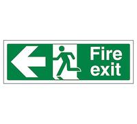The Workplace Depot Fire Exit Arrow Left Safety Sign - 150 x 450 mm Green/White Sign, 1mm Rigid PVC or Self-Adhesive Vinyl - For Offices, Warehouses, Schools & Healthcare (Vinyl (Self Adhesive))