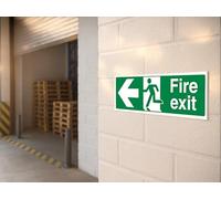 The Workplace Depot Fire Exit Arrow Left Safety Sign - 150x450mm Green/White Sign, 1mm Rigid PVC/Self-Adhesive Vinyl - For Offices, Warehouses, Schools & Healthcare (PVC (Rigid) Pack of 5)