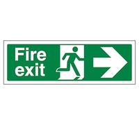 The Workplace Depot Fire Exit Arrow Right Direction Safety Sign, 150 x 450 mm Green/White Sign, Self-Adhesive Vinyl or 1mm Rigid PVC for Offices, Warehouses or Public Buildings (PVC (Rigid))