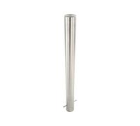 The Workplace Depot Fixed Stainless Steel Bollard - Brushed 304 Grade Steel, Grout In Flat-Top Street Bollard, Anti-Tamper & All-Weather, for Car Parks & Pedestrian Zones