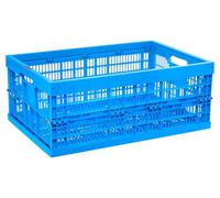 The Workplace Depot Folding Mesh Container - Heavy-Duty Collapsible Mesh Crate, Premium Blue Polypropylene, Stackable & Tool-Free Storage Box for Office, Warehouse & Home