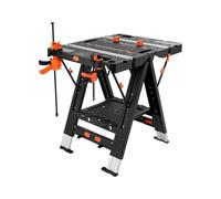 The Workplace Depot Folding Saw Horse Workbench - Dual-Mode Workbench & Saw Horse, Adjustable Height, 300 kg Capacity, Fold-Flat Portable for Tradespeople & DIY Enthusiasts