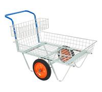 The Workplace Depot Garden Centre Trolley - 80 kg Load Capacity Electro-Galvanised Steel, Solid Rubber Wheels & Powder-Coated Blue Handle, Home & Garden Centre Use