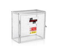 The WORKPLACE Depot Gas Bottle Storage Cage, Collapsible Steel Enclosure, Galvanised or Black Powder-Coated for Workshop & Construction Site Storage (Galvanised, 900(H) x 1000(W) x 500(D) mm)