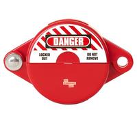 The Workplace Depot Gate Valve Lockout - Red Nylon Plastic Safety Device, Tool-Free Snap-On Hinge, 5 Sizes (25 - 330 mm), Electrical Insulating - Industrial Maintenance Lockout (1"-2.5" Gate Valves)